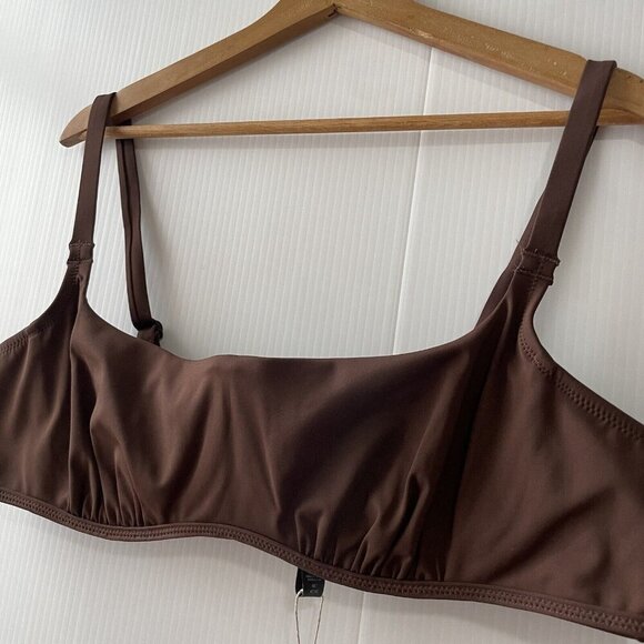 NEW SKIMS Sculpting Swim Ruched Lined Bikini Top Cocoa 4X  (BT-SCP-2759) - Picture 4 of 12